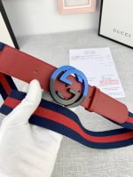 宽度4.0Cm G U C C I 经典帆布织带腰带 头尾用采头层小皮牛的点缀 配以织纹质皮滚边和原单钢扣。夏季男百女搭款 上身效超果级棒