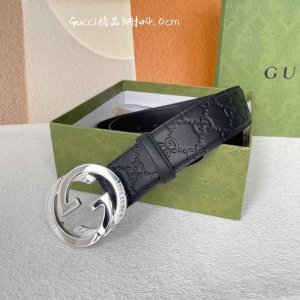 Gucci.古驰 全套包装 3.8Cm进口小牛皮压花, 专柜正品1:1完美复刻. 原版底皮, 采用热压印技术的gucci Signature皮革精制而成，触感厚