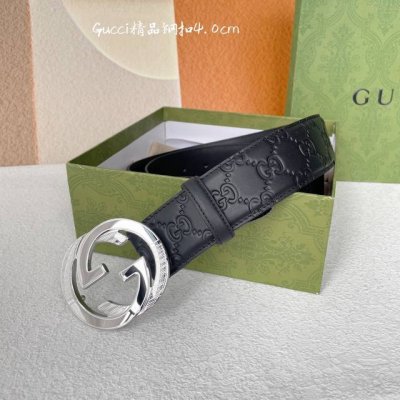 Gucci.古驰 全套包装 3.8Cm进口小牛皮压花, 专柜正品1:1完美复刻. 原版底皮, 采用热压印技术的gucci Signature皮革精制而成，触感厚