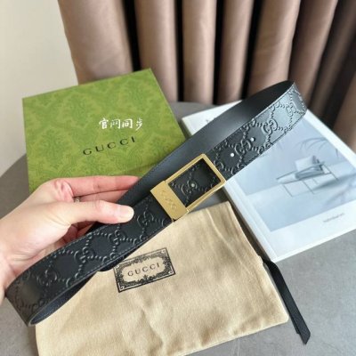 特P180 Gucci 722370 1W30G 最经典压花纹牛皮 进口底 宽度3.5Cm 方形镂空版扣 /可自行裁剪