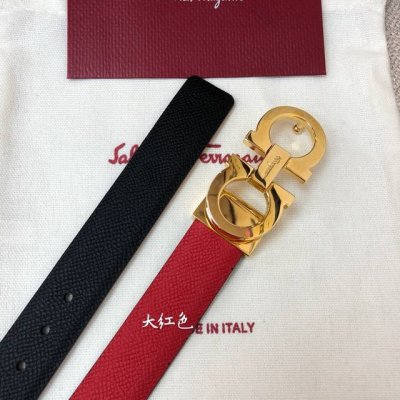 Ferragamo 25Mm金属Gancio双扣，女士双面牛皮，质感十足 独特复古风格 时髦中带着随性和酷感 .支持芯片扫码