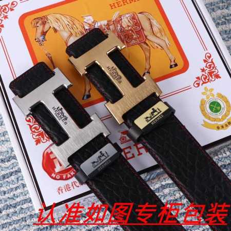男士腰带：爱马仕 原单 男士皮带：百分百头层牛皮，保证真皮。24K纯钢扣双面可用专柜同等质量， 送人自用首选 包装： 请认准如图专柜包装，赠送打孔器，银联发票， - 点击图像关闭