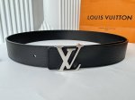 Lois Vuitton 路易威登 男士腰带 原厂荔枝纹 黑色小牛皮平纹底，真空电镀钯金光面扣，双面可用 简约时尚 奢华有内涵 值得拥有！宽度4.0Cm