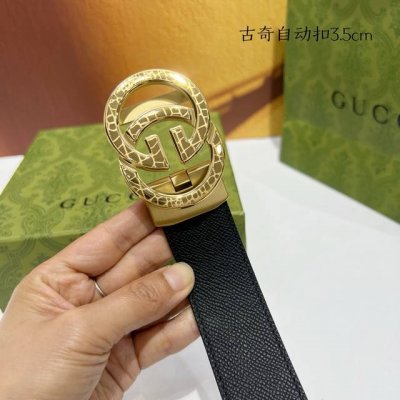 品牌： 古奇 新款进口小牛皮，手感细腻柔软。搭配纯钢自动精品钢扣，宽度：3.5Cm
