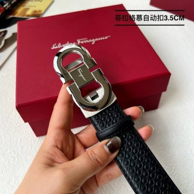 特 品牌： 菲拉格慕 新款进口小牛皮，手感细腻柔软。搭配纯钢自动精品钢扣，男士必备！宽度：3.5Cm