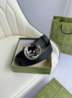 特 Gucci，原厂精密电渡扣头，意大利原厂皮，宽4.0Cm，代购级。