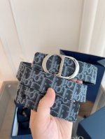 Dior 迪奥 加强版法国原厂皮料，Oblique浅蓝布 黑色牛皮 品质毋庸置疑 没有更好 只有最好 尺寸3.5厘米