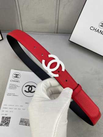宽度3.0Cm Chanel 香奈儿 女士腰带 小牛皮 支持nfc芯片官方网站链接扫码验证、经典扣头 内侧cnc走光处理 边角手感圆润配有烤漆金属钢扣。 - 点击图像关闭