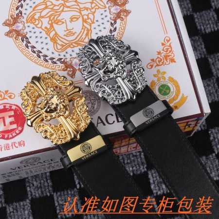 品名：范思哲 原单 材料：百分百头层牛皮，保证真皮。专柜原单品质、做工精细，送人自用首选 包装： 请认准如图专柜包装，赠送打孔器，银联发票，宽度3.8Cm - 点击图像关闭