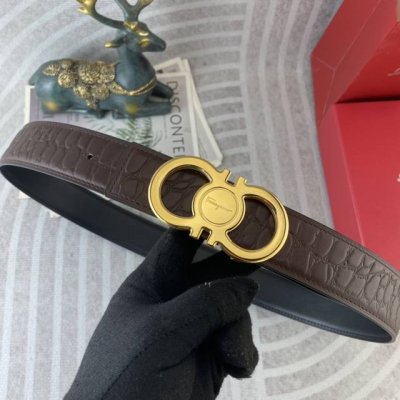 菲拉格慕 特种皮腰带系列 原厂五金精品不锈钢扣 手感柔软舒适 宽3.8Cm