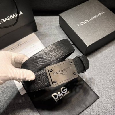 特 DG。 宽4.0cm DOLCE GABBANA杜嘉班纳DG新品DG头牛皮简约百搭男士皮带腰带