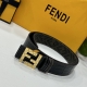 特 Fendi芬迪专柜同款 宽4.0Cm 双环正反用腰带 Ff按钉搭扣 黑色Cuoio Romano皮革材质 反面面料带有烟草黄和黑色Ff图案 四方金属饰面 时