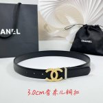 特 3.0Cm 香奈儿腰带，双面头层牛皮皮料，长度：.75.80.85.90.95.100欧，铜五金字母扣原版开模定制庆祝][庆祝