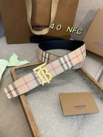 Burberry 博柏利原厂进口皮料，格纹 牛皮 品质毋庸置疑 没有更好 只有最好 宽度4.0Cm 内置Nfc正品芯片感应验证