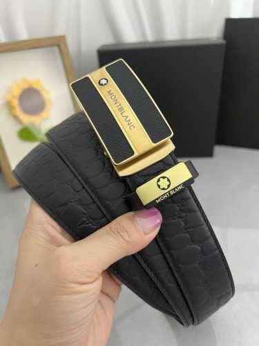 品名：万宝龙 Montblanc 自动带 材质：原单牛皮腰带 百分百头层牛皮腰带保证真皮，24K纯钢扣，专柜原单品质、做工精细，时尚大牌，送人自用首选 包装：
