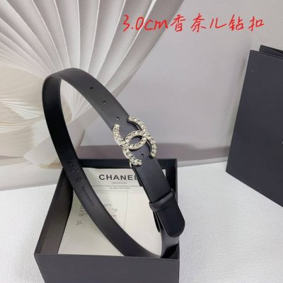 3.0Cm香奈儿腰带，双面头层牛皮，长度：.75.80.85.90.95.100.欧，满钻五金铜扣原版开模定制庆祝]