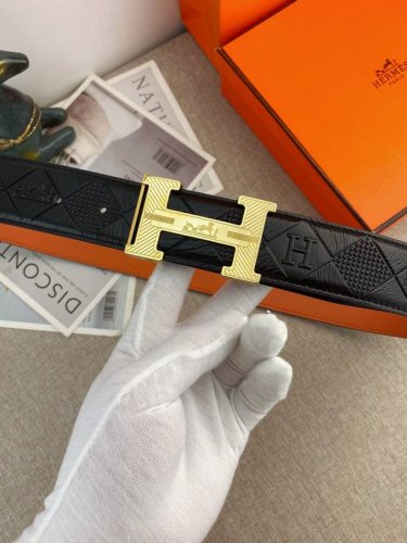 爱马仕 特种皮腰带系列 原厂五金精品不锈钢扣 手感柔软舒适 宽3.8Cm