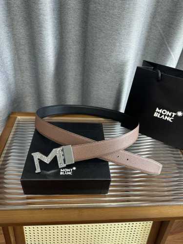 特P180 Montblanc 万宝龙男士皮带 宽度 3.5Cm宽 意大利进口小牛皮配以精品抛光五金扣 腰带细节完美 长度可自行裁剪 （支持专柜Nfc芯片感应验