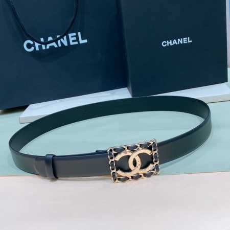 Chanel Cc经典穿皮Logo扣 金色金属 小牛皮腰带 3.0Cm 精品 - 点击图像关闭