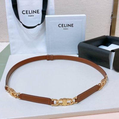 特 Celine购入正品开发、独家首发 Triomphe Gourmette小号Taurillon皮革可调节腰带、配有滑动式皮带 双面进口小牛皮 适用于高腰或中