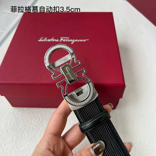 特 品牌： 菲拉格慕 新款进口小牛皮，手感细腻柔软。搭配纯钢自动精品钢扣，男士必备！宽度：3.5Cm