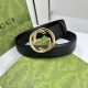 特 Gucci 优质柔软细腻小牛皮面料 内衬进口专用底料 宽度4.0Cm 新版圆润互扣式双G搭扣