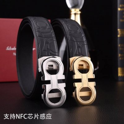 特P190 菲拉格木秘原单高档品质专柜官网同步支持Nfc感应宽度3.5精美自动钢扣头意大利双面进口头层小牛皮原版花纹手感极佳 上身郊果棒男士最爱商务休闲两用长度