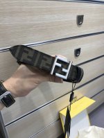 配送专柜包装 打孔针 宽35 Mm，尺码75 80 85 90 95 100欧 原版提花Ff棕色织物皮带，纯手工包边 ，搭配原单钌钯电镀F扣，支持Nfc 原产皮