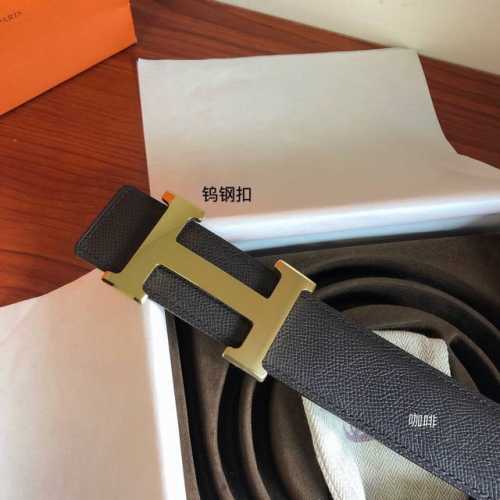 Hermes男款3.8Cm钨钢高档材质金属扣 特点:不磨损.不变色.不过敏 ，搭配手掌纹原版皮，品质上乘，不失格调。6524280