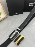 品名：万宝龙 Montblanc 自动带 材质：原单牛皮腰带 百分百头层牛皮腰带保证真皮，24K纯钢扣，专柜原单品质、做工精细，时尚大牌，送人自用首选 包装：