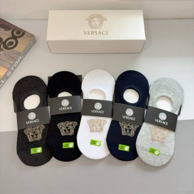 配包装 一盒五双 Versace范思哲 欧美大牌男款船袜潮人必不可少的专柜代购品质 搭配起来超高逼格 必入时髦小单品！！！
