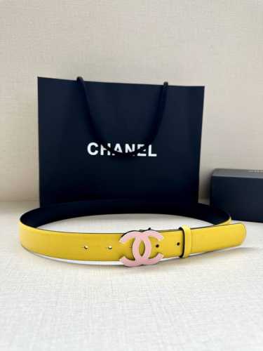 宽度3.0Cm Chanel 香奈儿 进口柔软小牛皮纹路清晰五金配件金 银色 金属磨胶钢扣。