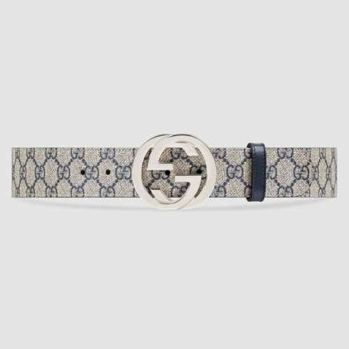 特 Gucccci 尺寸:3.8Cm，带身采用兰色印花防水面料和黑色真皮打造，搭配经典Gg铜金属扣头意大利时尚精品1149840130