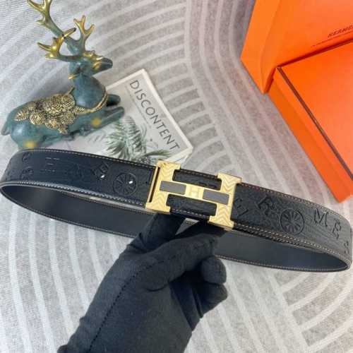 爱马仕 特种皮腰带系列 原厂五金精品不锈钢扣 手感柔软舒适 宽3.8Cm