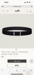 特 Tube H Belt Buckle & Reversible Leather Stra p40Mm