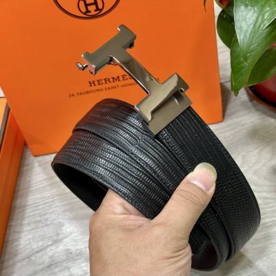 自动扣腰带］Hermes爱马仕宽3.5Mm 双面进口头层牛皮制作 搭配经典钢扣 真材实料 时尚经典 做工精致 高端男士皮带 长度可裁剪100125