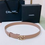 特 Chanel 24S Cc 树脂黑 字母 Logo搭扣 黄铜金属小牛皮腰带 手感柔软 细腻 3.0Cm