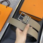 爱马仕 Hermēs Box/Togo小牛皮双面腰带，镀钯腰带扣。38毫米
