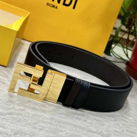 Fendl 芬迪 宽38Mm 男士休闲皮带 双面头层小牛皮制作 搭配Ff尾夹旋转扣 经典百搭款 高清实拍 双面可用 品质保证 - 点击图像关闭