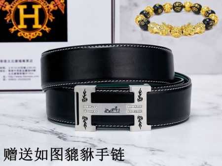 皮带：爱马仕.Her...Mes原单 腰带：百分百头层牛皮，保证真皮，24K纯钢扣双面可用专柜同等质量， 送人自用首选 包装： 请认准如图专柜包装，赠送打孔器， - 点击图像关闭