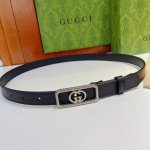 Gucci 古奇官网新款，双面原厂小牛皮搭配互扣式双g精品纯铜五金腰带，专柜规格 2.0Cm