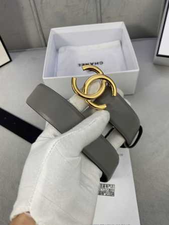 宽度3.0Cm Chanel 香奈儿 细纹牛皮金 银 枪 色金属钢扣。 - 点击图像关闭