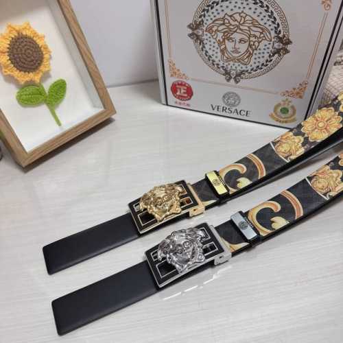 品名：Versace.范思哲 材质：原单牛皮腰带 百分百头层牛皮腰带保证真皮，24K纯钢扣，专柜原单品质、做工精细，时尚大牌，送人自用首选 包装