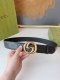 Gucci 经典全皮压花，专柜新版Logo横标，原版进口南非皮底，精品双G钢扣 高端品质，不惧对比，宽度：4.0Cm 代购版本 原单130