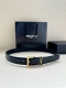 特 宽度3.0Cm Saint Laurent圣罗兰Ysl Monogram爆款粒面皮带搭配方扣窄腰带黑色女款