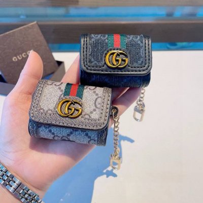 Gucci古驰耳机包 经典老花原皮耳机套，钥匙扣包包挂件，一举两得！ Airpods 1 2通用款 Airpods 3 Pro