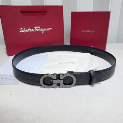 Ferragamo 菲拉格慕 采用双面牛皮荔枝纹搭配平纹精品纯铜扣头打造 柔软细腻，双面可用，时尚休闲易搭配，商务百搭大方，不失精致高雅，简约大气！ 宽度：3.