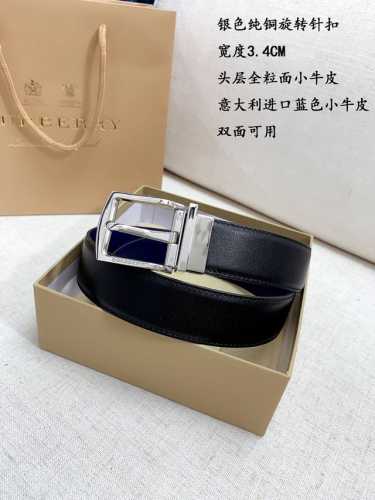 Made In Italy 批 配全套包装 品牌：巴宝莉海外原单 扣头材质：精品实心铜扣 带身材质正面：35Mm宽度采用双面采用进口头层牛皮腰带，纯钢质五金扣头