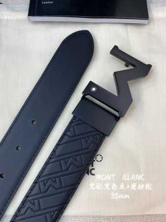 Montblanc万宝龙 宽3.5Cm 采用头层牛皮 压花，精品钢扣，自由裁剪商务休闲皮带 - 点击图像关闭