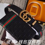 品牌：古奇.Gu..Cci双件套 型号：木盒装，皮带+钱包，两件套等级：意大利进口百分百头层牛皮，古奇.Gu..Cci，世界著名奢侈品品牌，经典g花纹系列，进口